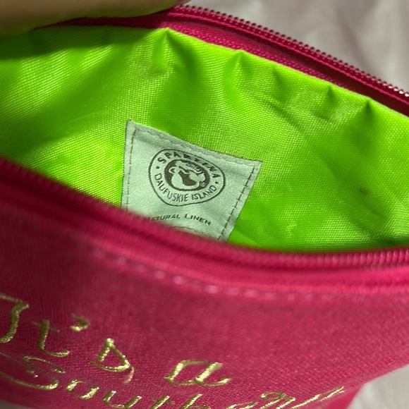 Vibrant Pink Cosmetic Bag with Golden Text - Picture 8 of 8